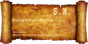 Berghofer Metta névjegykártya